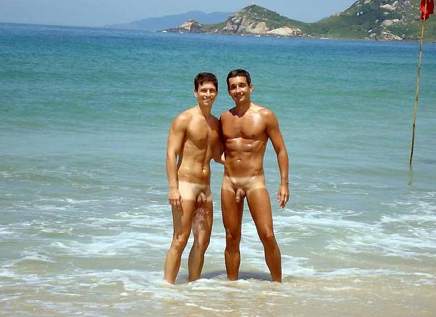 Beautiful nude men on the beach