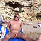 Intimate pictures of in nature's garb chaps on the beach.