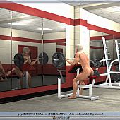 3d homo group fucking in gym.
